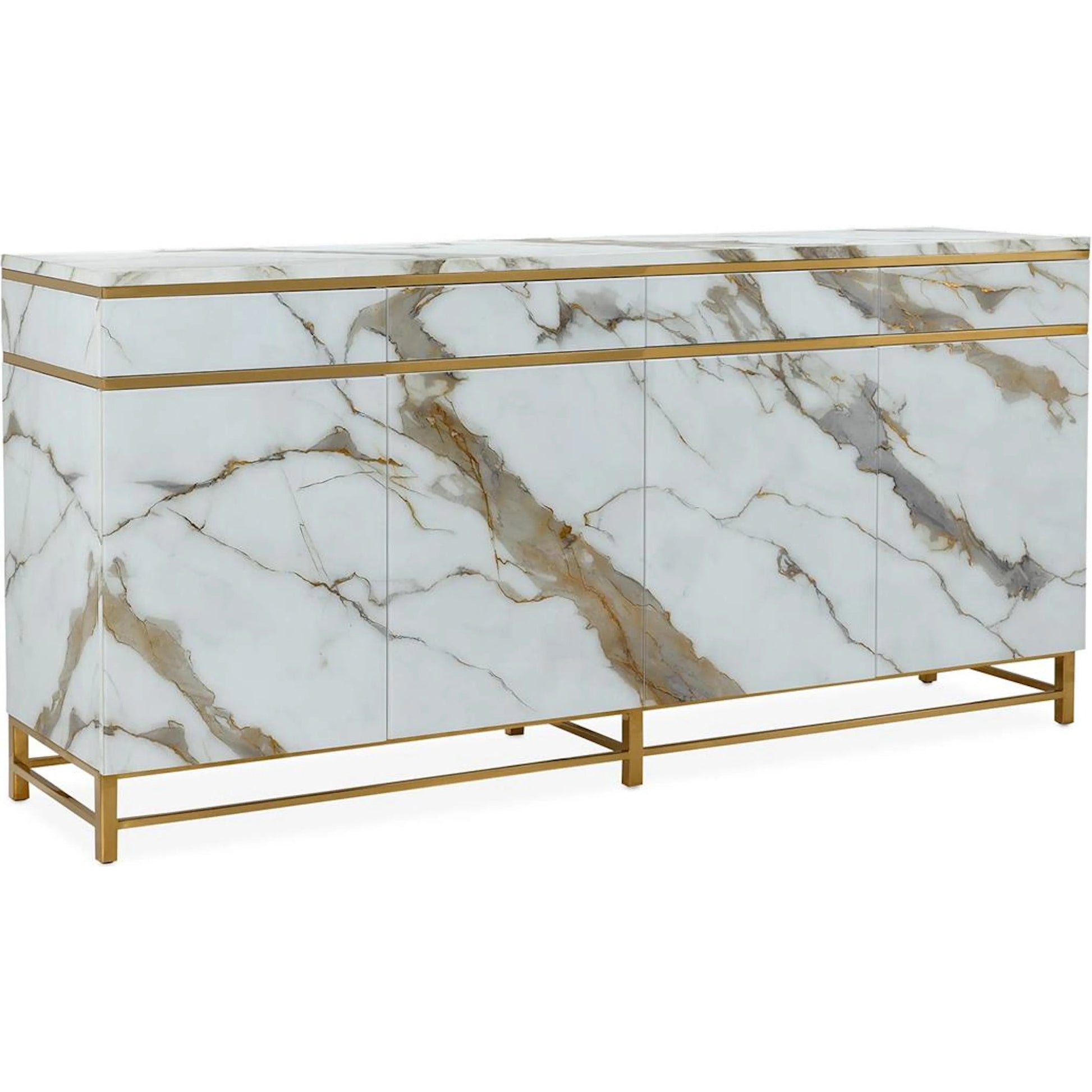 Marbled Four-Door Sideboard by John-Richard in white. Made from unique in a unique style.