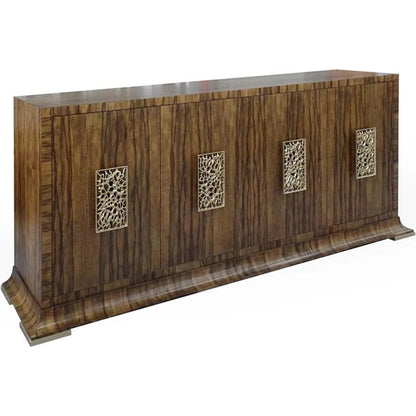 Warden Four-Door Credenza by John-Richard in black and moura, valyrian gold. Made from unique in a eclectic & global style.
