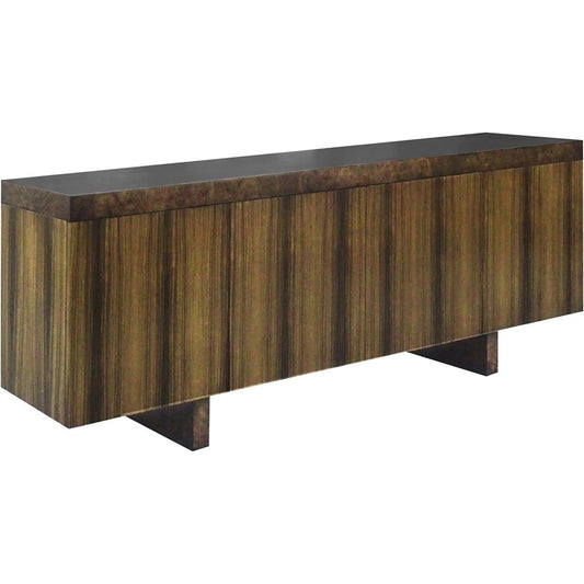 Aldeano Four-Door Sideboard by John-Richard in black, yellow and medium walnut, serino. Made from paldao wood in a unique style.