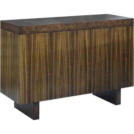 Aldeano Two-Door Cabinet by John-Richard in yellow, black, walnut and medium walnut, serino. Made from paldao wood in a unique style.