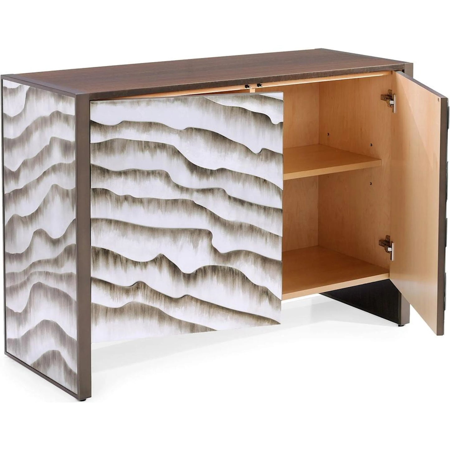 001 SI-2373985 | Additional Silo | Terrain Two-Door Cabinet by John-Richard in black and light smoked eucalyptus, terraces. Made from unique in a modern style.