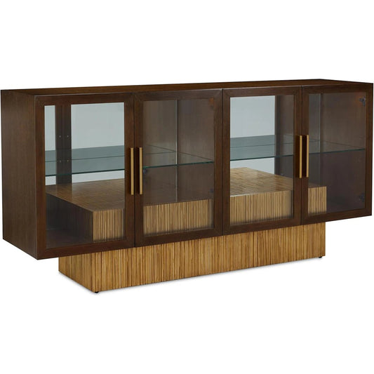Suffolk Four-Door Lighted Credenza by John-Richard in black. Made from unique in a unique style.