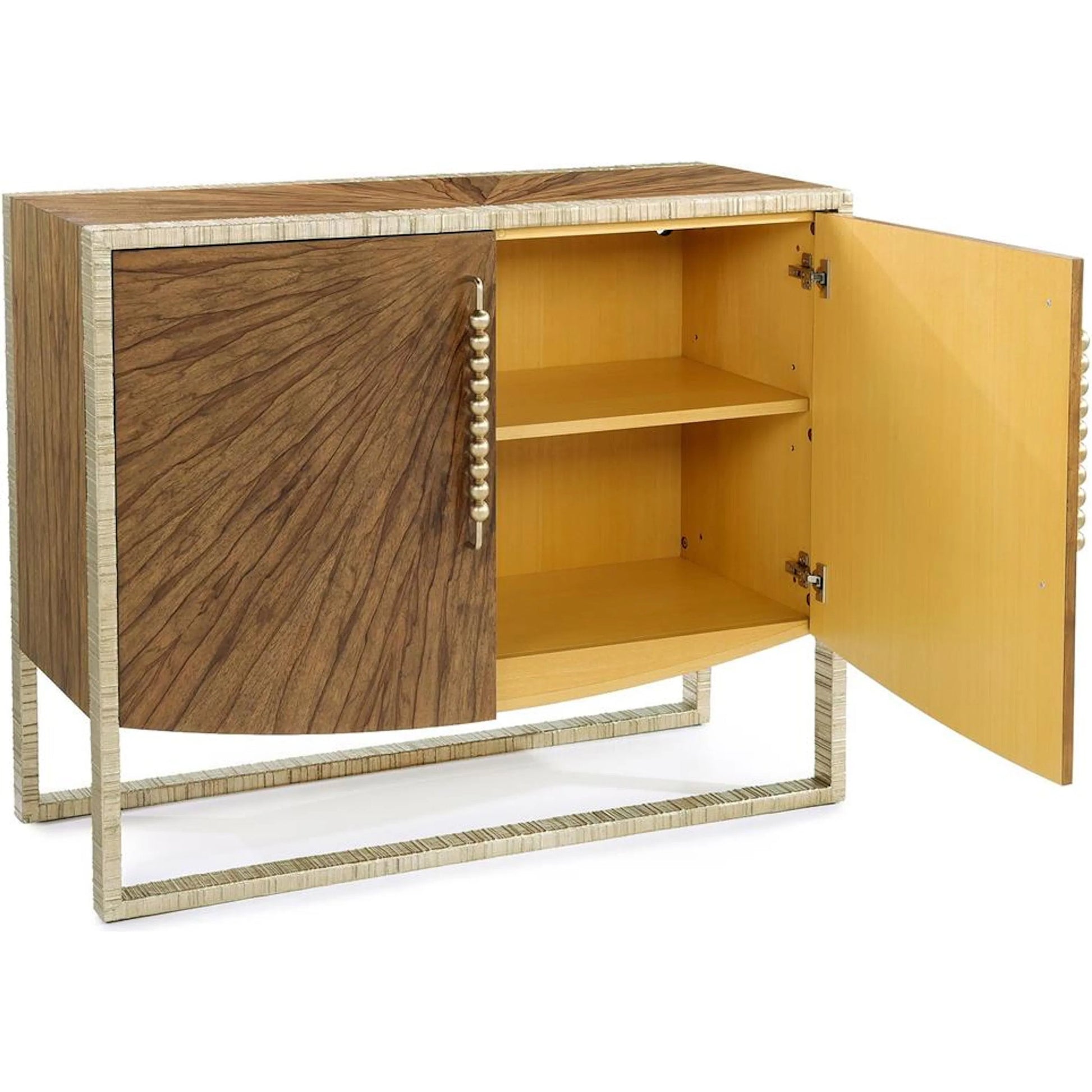 Korina Two-Door Cabinet by John-Richard in black and olive brown, valyrian gold. Made from unique in a transitional style.