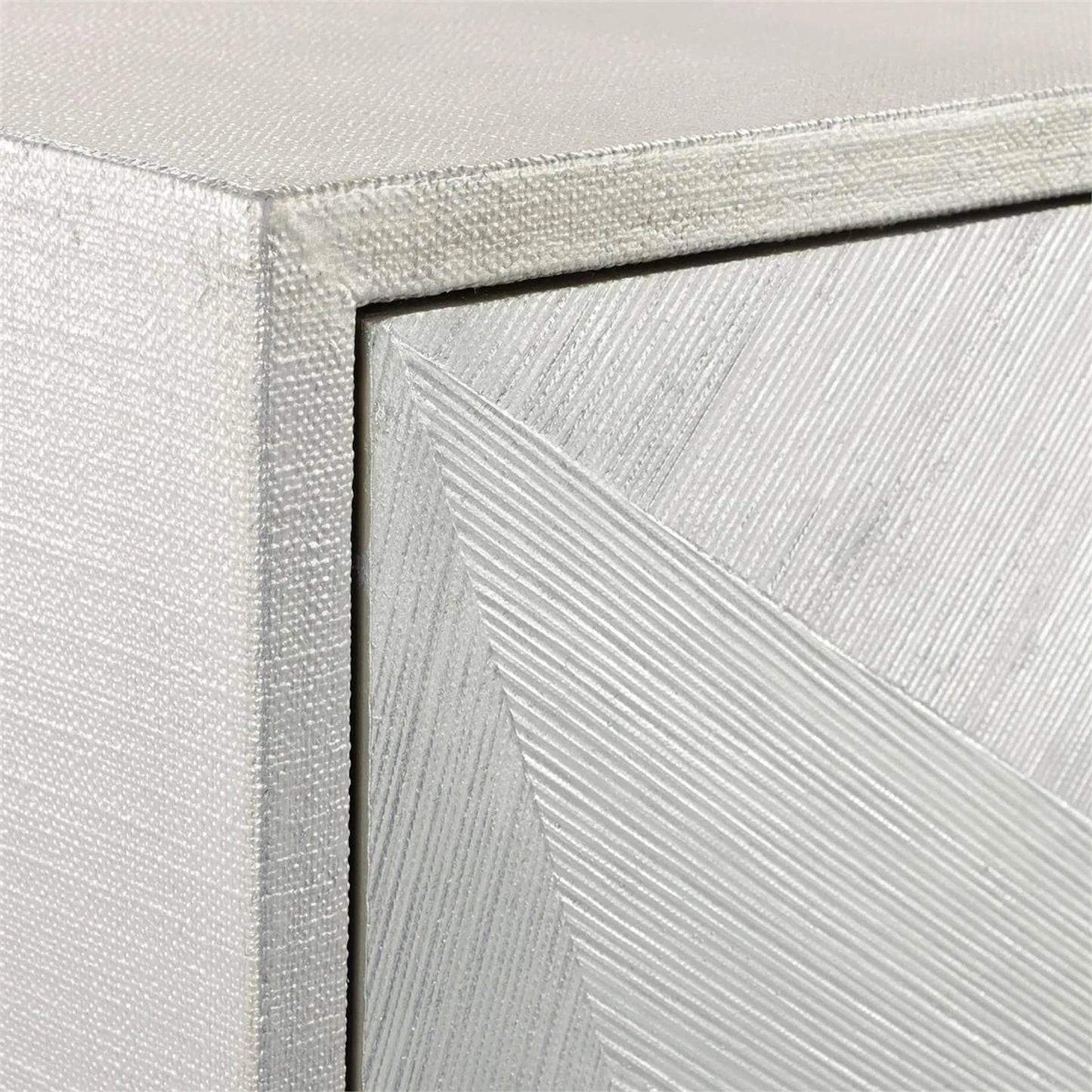 003 SI-2374090 | Closeup | Vertex Four-Door Sideboard by John-Richard in gray and silver white wash, pewter. Made from unique in a transitional style.