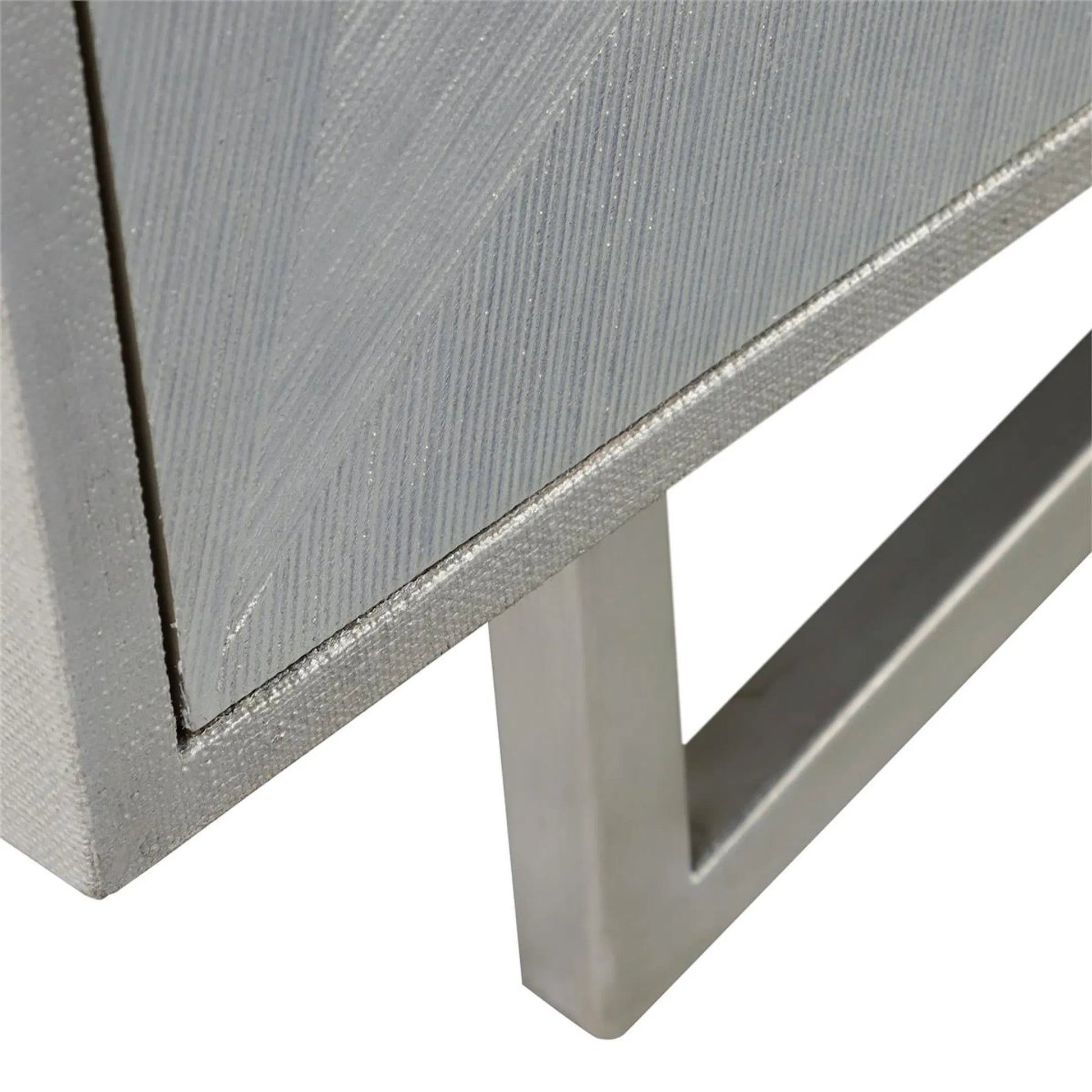 Vertex Four-Door Sideboard by John-Richard in gray and silver white wash, pewter. Made from unique in a transitional style.