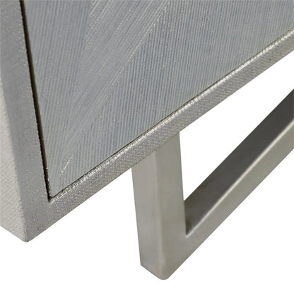 Vertex Four-Door Sideboard by John-Richard in gray and silver white wash, pewter. Made from unique in a transitional style.