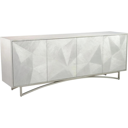 Vertex Four-Door Sideboard by John-Richard in silver white wash, pewter. Made from unique in a unique style.