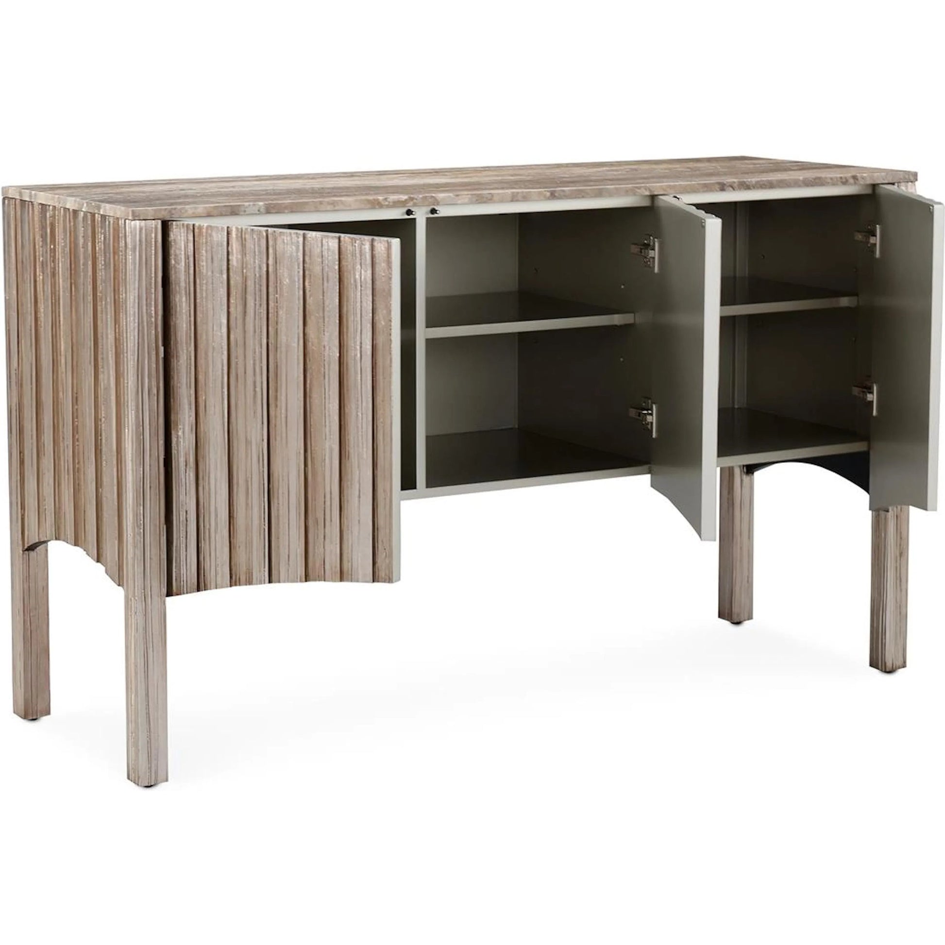 Hestia Three-Door Sideboard by John-Richard in black. Made from unique in a unique style.