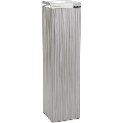 Lucena Pedestal by John-Richard in stainless steel and brushed stainless steel. Made from crystal, steel in a transitional style.