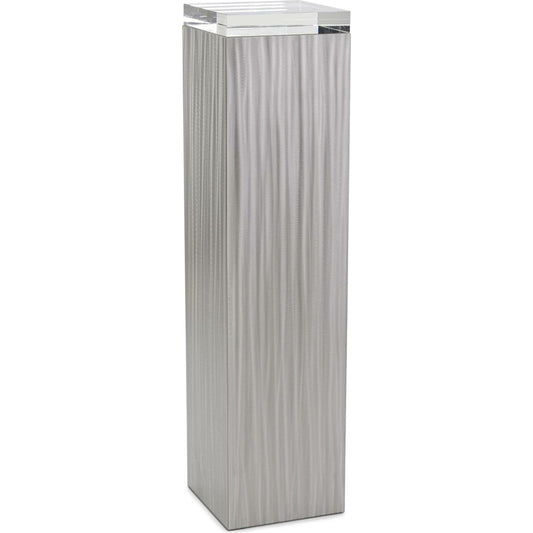 Lucena Pedestal by John-Richard in stainless steel and brushed stainless steel. Made from crystal, steel in a transitional style.