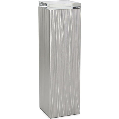 Lucena Pedestal by John-Richard in stainless steel and brushed stainless steel. Made from crystal, steel in a transitional style.