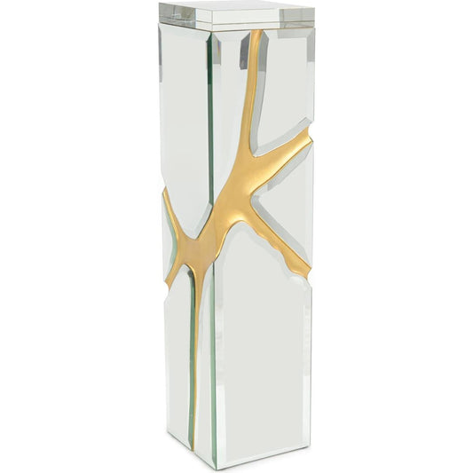 Ravine Beveled Mirror Pedestal I by John-Richard in gold. Made from unique in a unique style.