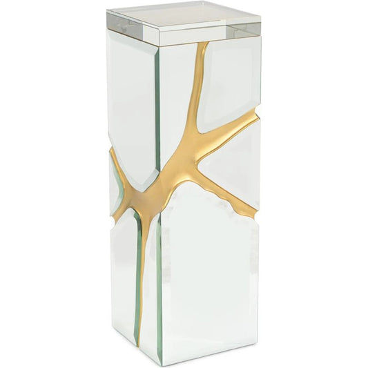 Ravine Beveled Mirror Pedestal III by John-Richard in gold. Made from unique in a unique style.
