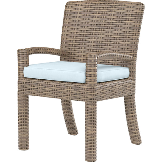 Havana Outdoor Dining Chair by Sunset West in tobacco. Made from resin wicker in a modern style.
