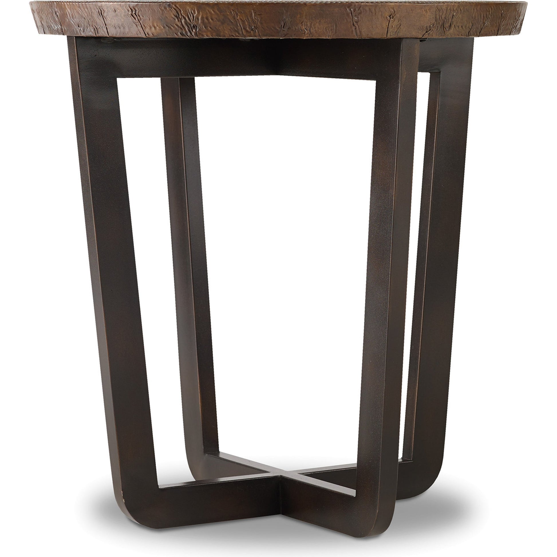 Parkcrest End Table by Hooker Furniture in aged copper. Made from aged copper tops, metal bases in a modern style.