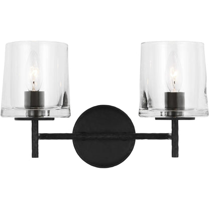 Marietta 2-Light Vanity by Visual Comfort & Co. in aged iron. Made from steel in a transitional style.