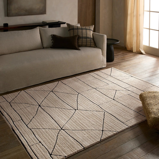 Eva EVA07 Rug by Jaipur Living in beige, black. Made from 100% polyester in a unique style.