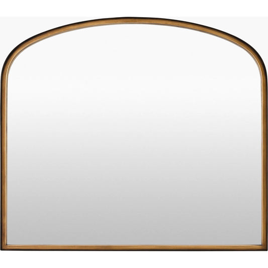 Evander Mantel Mirror by Livabliss in gold and antiqued. Made from iron in a unique style.