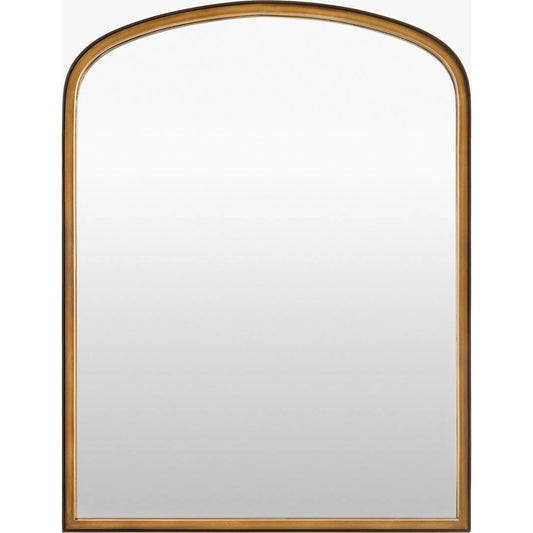 Evander Mantel Mirror by Livabliss in gold and antiqued. Made from iron in a unique style.