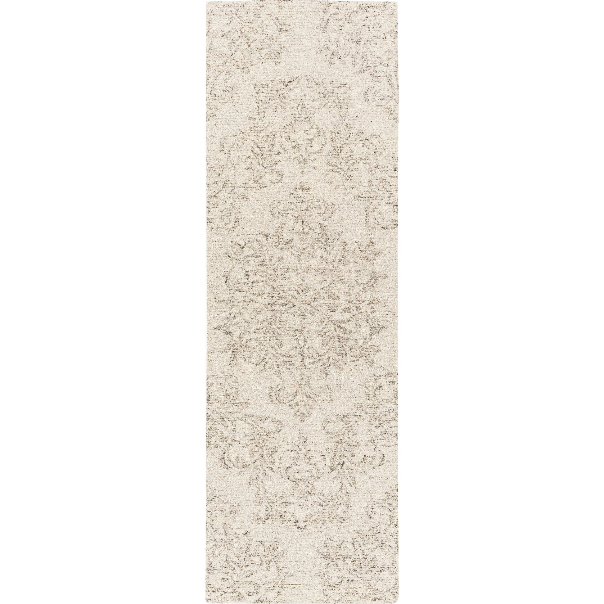 Evolution Rug by Surya in gray, charcoal, light beige, cream. Made from 70% wool, 30% viscose in a traditional style.