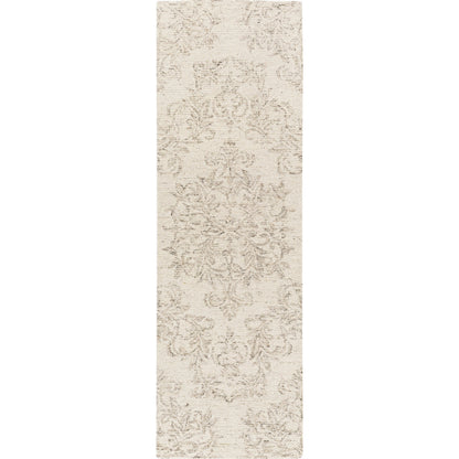 Evolution Rug by Surya in gray, charcoal, light beige, cream. Made from 70% wool, 30% viscose in a traditional style.