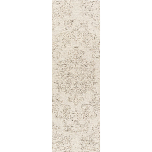 Evolution Rug by Surya in gray, charcoal, light beige, cream. Made from 70% wool, 30% viscose in a traditional style.