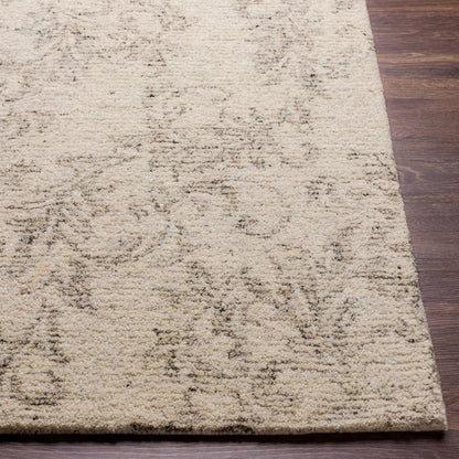 Evolution Rug by Surya in gray, charcoal, light beige, cream. Made from 70% wool, 30% viscose in a traditional style.