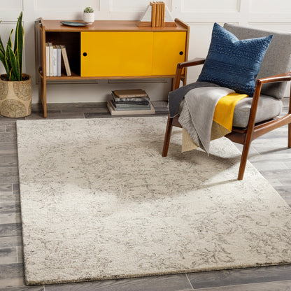 Evolution Rug by Surya in gray, charcoal, light beige, cream. Made from 70% wool, 30% viscose in a traditional style.