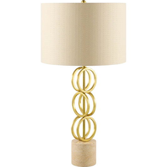 Evans Gold Table Lamp by Surya. Made from iron, marble, linen, polyester in a unique style.