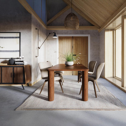 Evolution Dining Table by LH Imports in brown. Made from mango in a unique style.