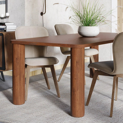 Evolution Dining Table by LH Imports in brown. Made from mango in a unique style.