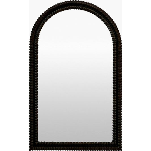 Evonne Leaner Mirror by Surya in brown. Made from mango wood in a unique style.