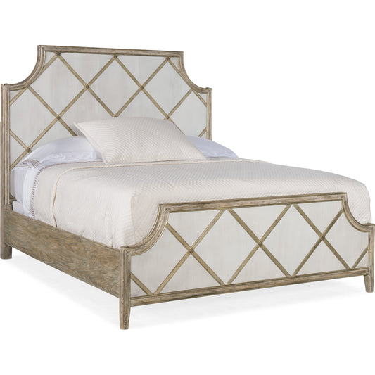 Diamont Bed by Hooker Furniture in le sable, jewel. Made from oak veneers, eglomise in a modern style.