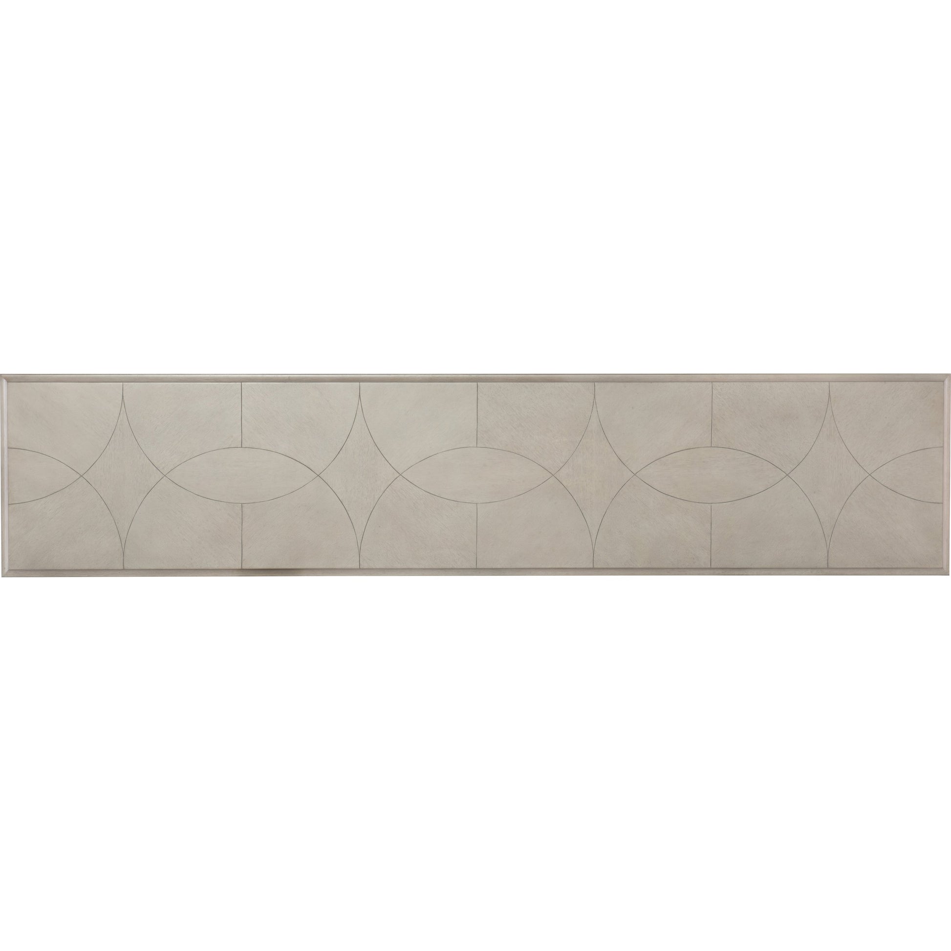 Elixir Console Table by Hooker Furniture in champagne silver. Made from basswood veneers, metal in a modern style.