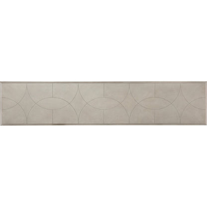 Elixir Console Table by Hooker Furniture in champagne silver. Made from basswood veneers, metal in a modern style.