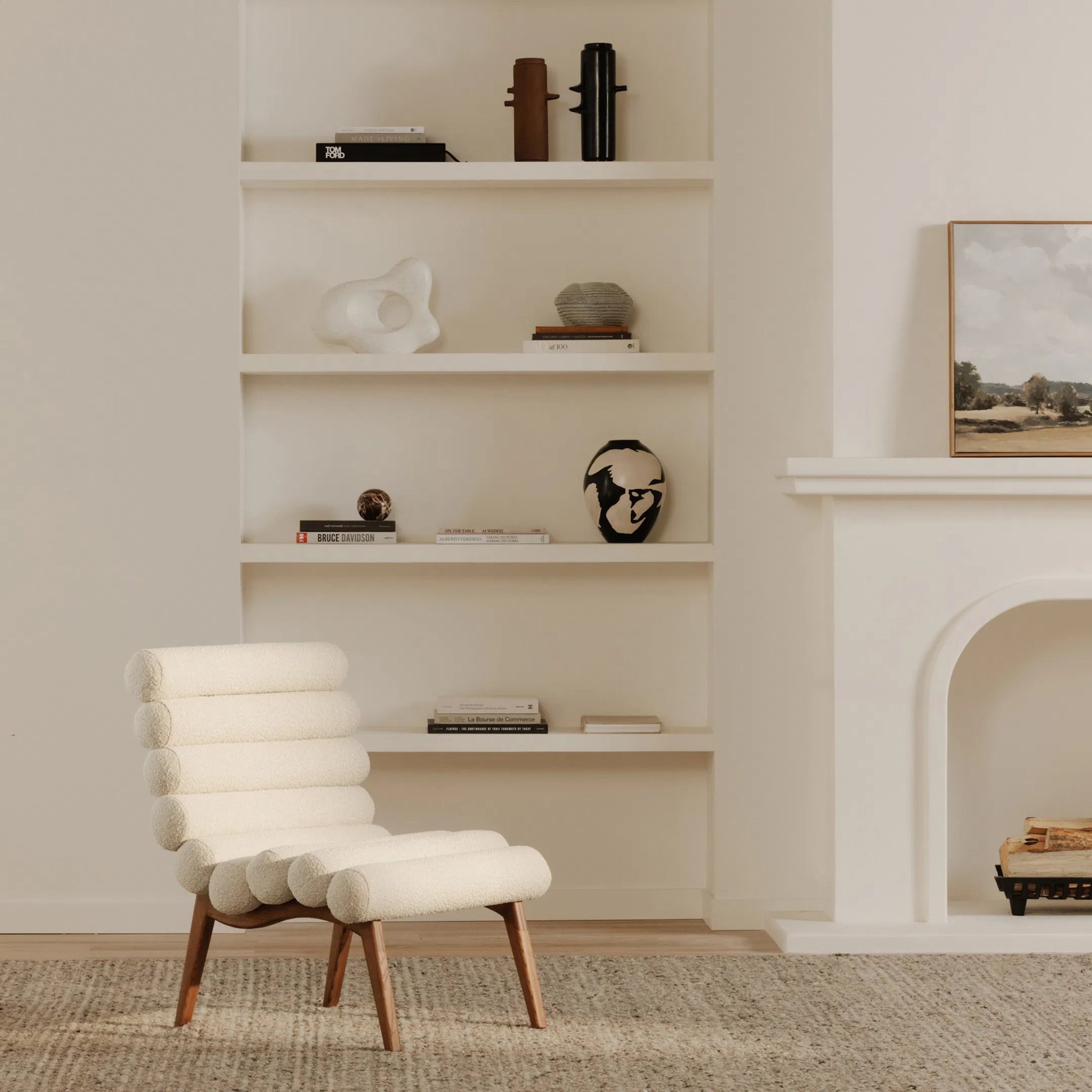 Arlo Accent Chair Performance Fabric by Moe's Home Collection. Made from upholstery: 100% polyester, ash wood legs, high density foam seat, plywood, metal frame in a unique style.