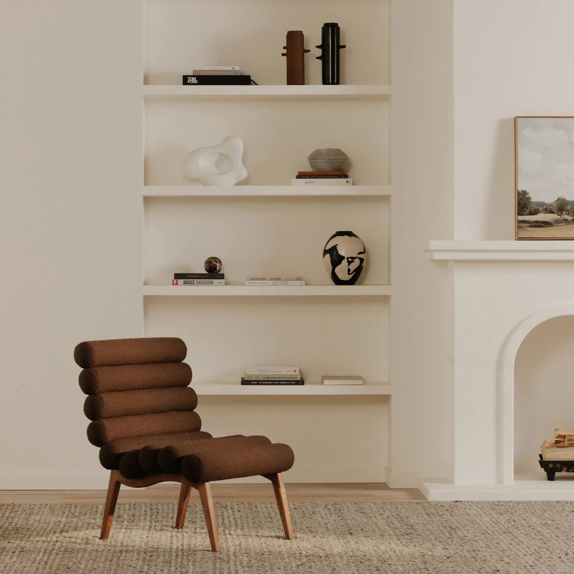 Arlo Accent Chair Performance Fabric by Moe's Home Collection. Made from upholstery: 100% polyester, ash wood legs, high density foam seat, plywood, metal frame in a unique style.