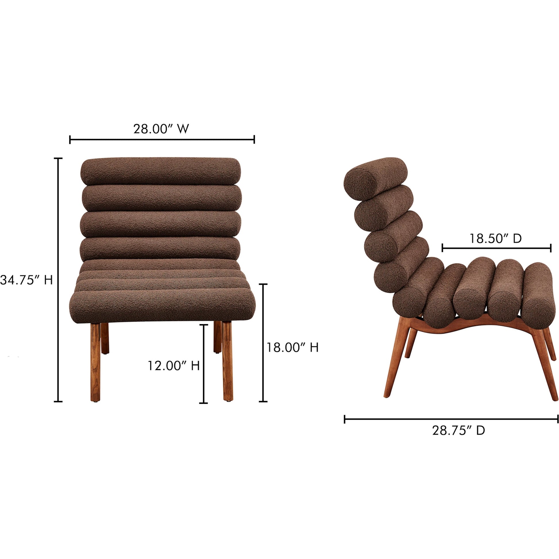 Arlo Accent Chair Performance Fabric by Moe's Home Collection. Made from upholstery: 100% polyester, ash wood legs, high density foam seat, plywood, metal frame in a unique style.
