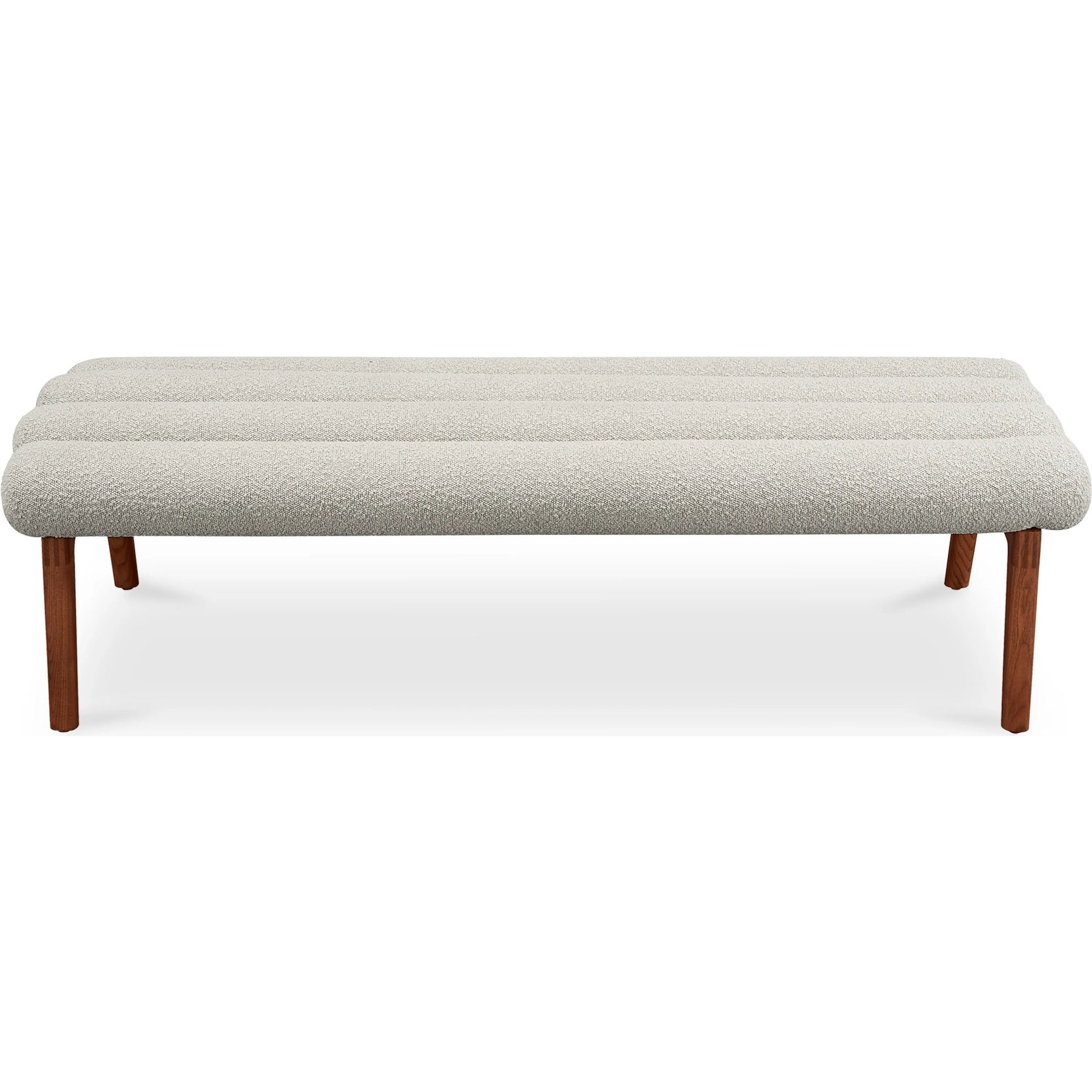 Arlo Bench Performance Fabric by Moe's Home Collection in dark green and walnut. Made from upholstery: 100% polyester, ash wood legs, high density foam seat, plywood, metal frame in a unique style.