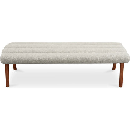 Arlo Bench Performance Fabric by Moe's Home Collection in dark green and walnut. Made from upholstery: 100% polyester, ash wood legs, high density foam seat, plywood, metal frame in a unique style.