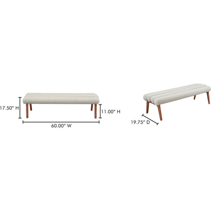 Arlo Bench Performance Fabric by Moe's Home Collection in dark green and walnut. Made from upholstery: 100% polyester, ash wood legs, high density foam seat, plywood, metal frame in a unique style.