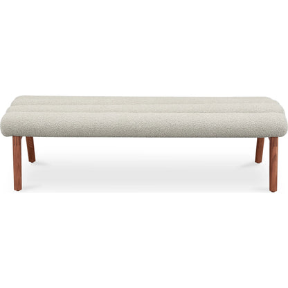 Arlo Bench Performance Fabric by Moe's Home Collection in dark green and walnut. Made from upholstery: 100% polyester, ash wood legs, high density foam seat, plywood, metal frame in a unique style.