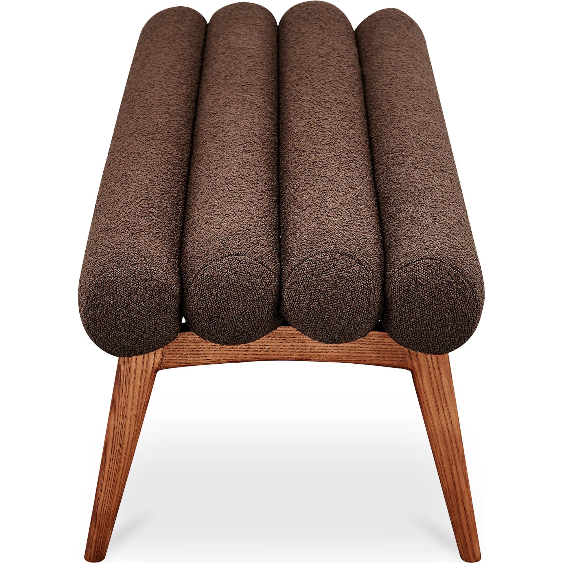 Arlo Bench Performance Fabric by Moe's Home Collection in dark green and walnut. Made from upholstery: 100% polyester, ash wood legs, high density foam seat, plywood, metal frame in a unique style.