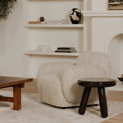 Joy Accent Table by Moe's Home Collection. Made from mdf with high, gloss lacquer, rubber wood legs, metal plates in a eclectic & global style.