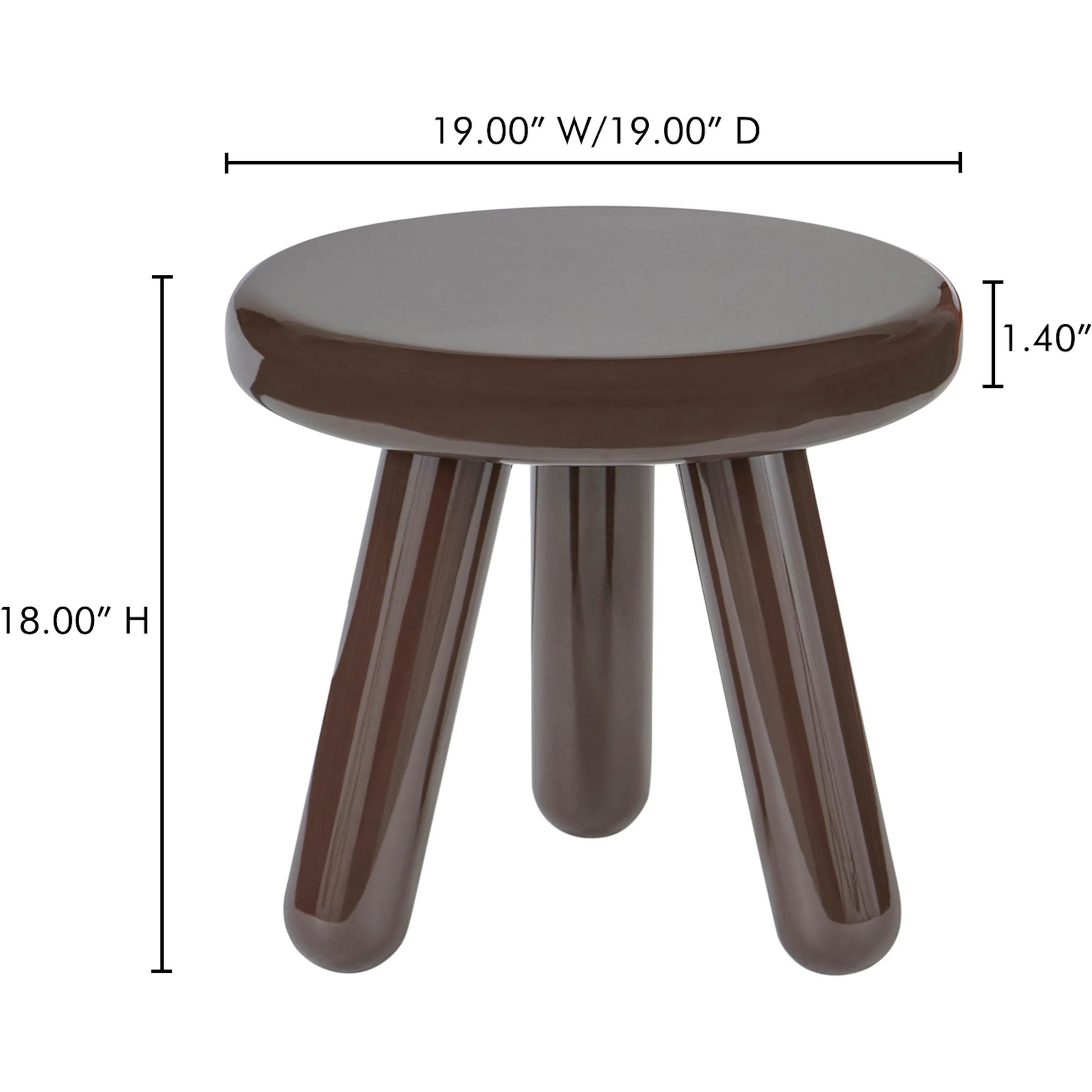Joy Accent Table by Moe's Home Collection. Made from mdf with high, gloss lacquer, rubber wood legs, metal plates in a eclectic & global style.