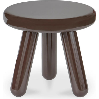 Joy Accent Table by Moe's Home Collection. Made from mdf with high, gloss lacquer, rubber wood legs, metal plates in a eclectic & global style.