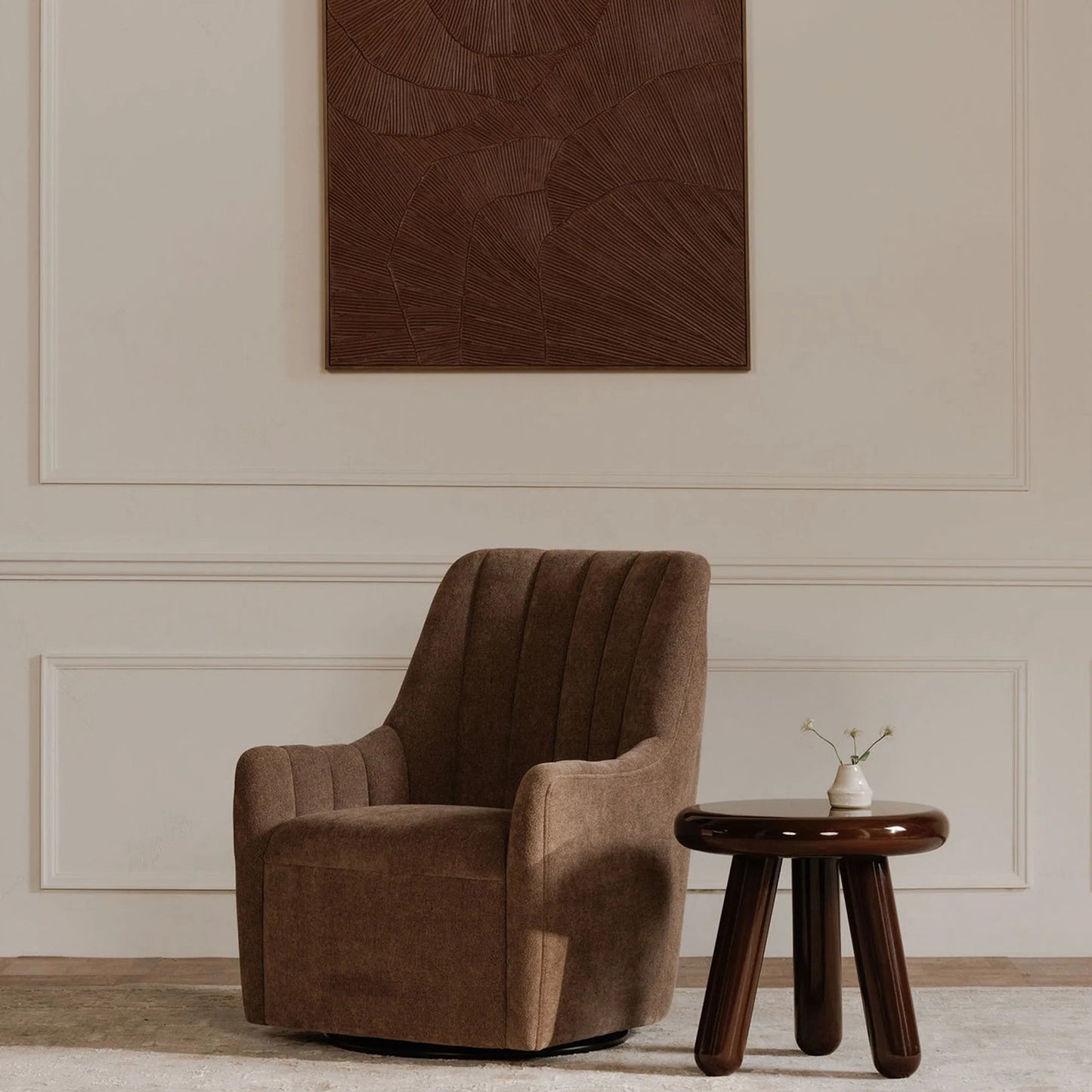 013 SI-2253798 | Lifestyle | Joy Accent Table by Moe's Home Collection. Made from mdf with high, gloss lacquer, rubber wood legs, metal plates in a eclectic & global style.