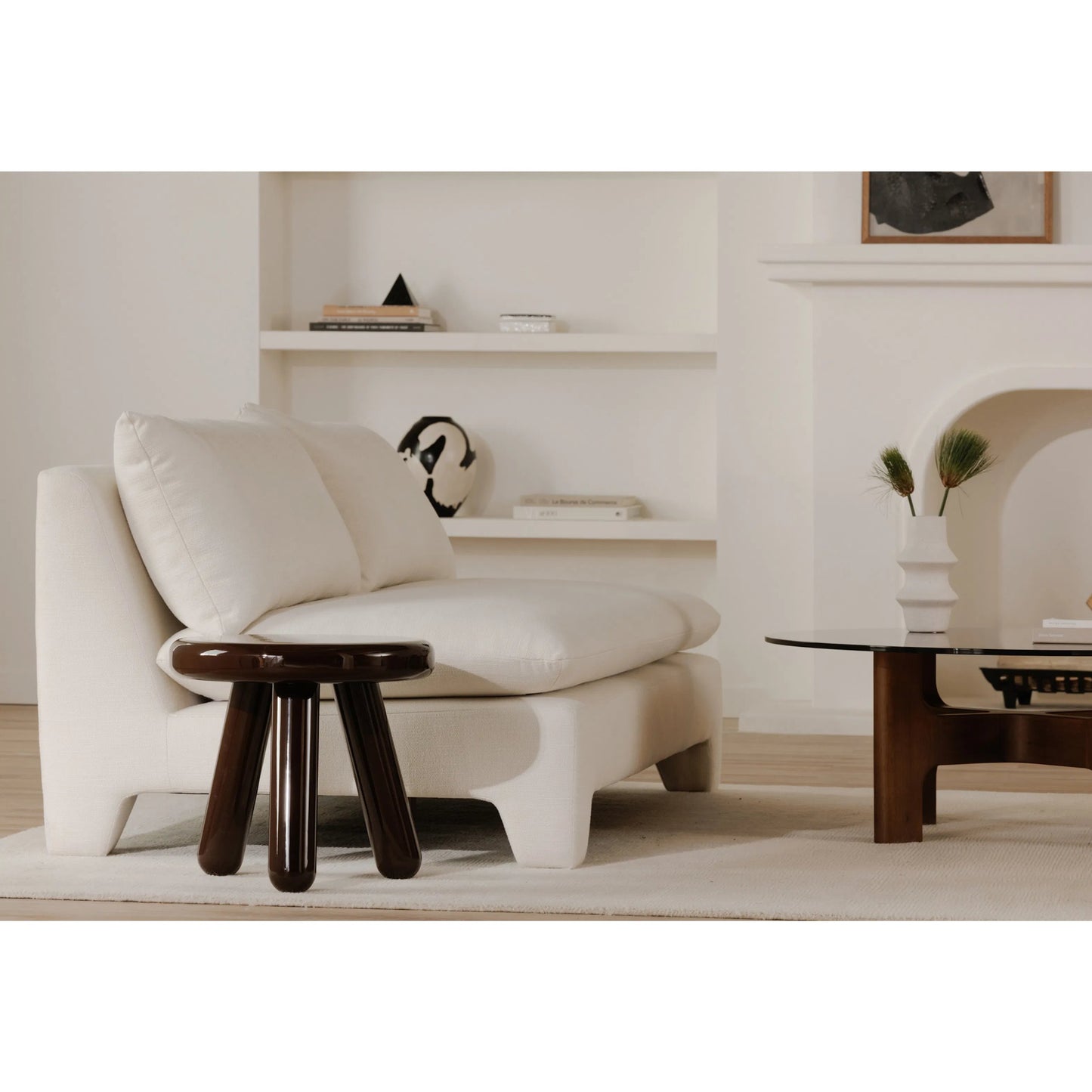 002 SI-2253798 | Lifestyle | Joy Accent Table by Moe's Home Collection. Made from mdf with high, gloss lacquer, rubber wood legs, metal plates in a eclectic & global style.