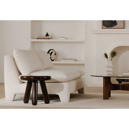 Joy Accent Table by Moe's Home Collection. Made from mdf with high, gloss lacquer, rubber wood legs, metal plates in a unique style.