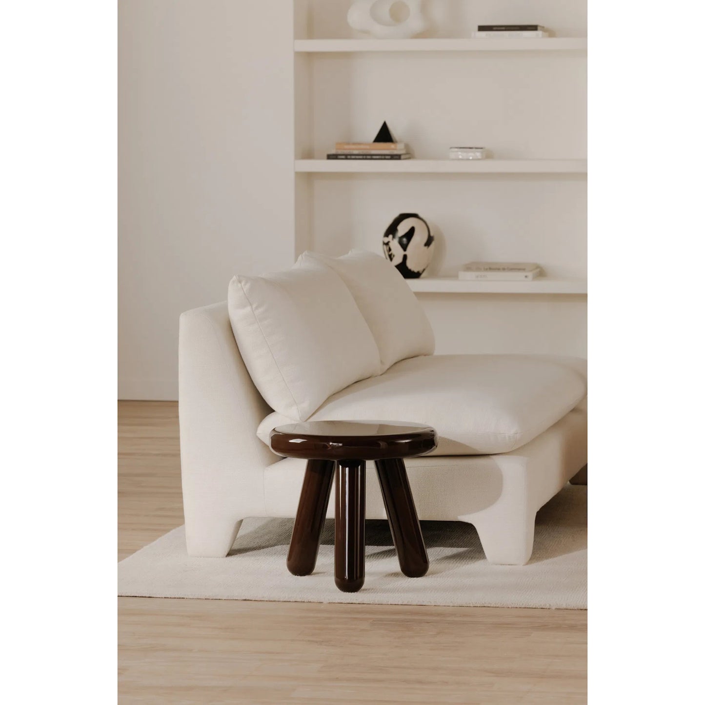 004 SI-2253798 | Lifestyle | Joy Accent Table by Moe's Home Collection. Made from mdf with high, gloss lacquer, rubber wood legs, metal plates in a eclectic & global style.
